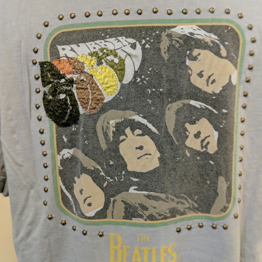 The Beatles, gray t-shirt rivets and embroidery
